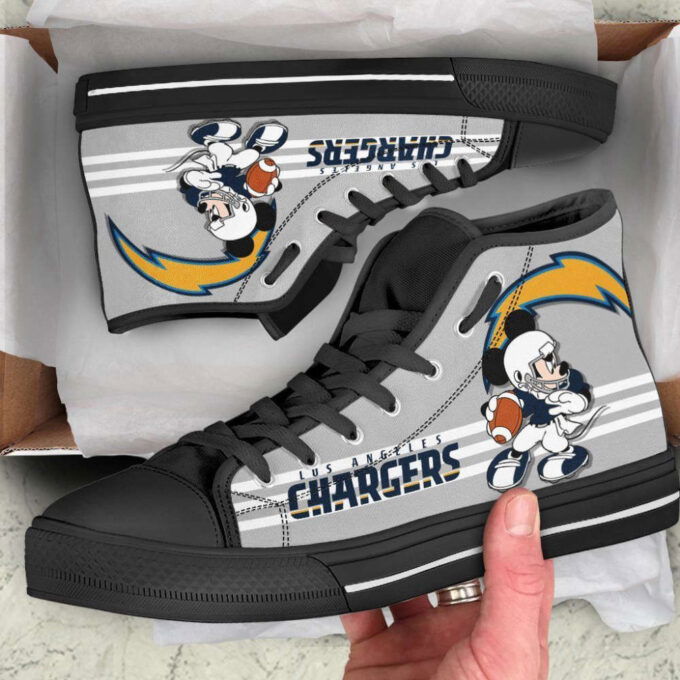 Los Angeles Chargers High Top Shoes Custom Mickey For Fans