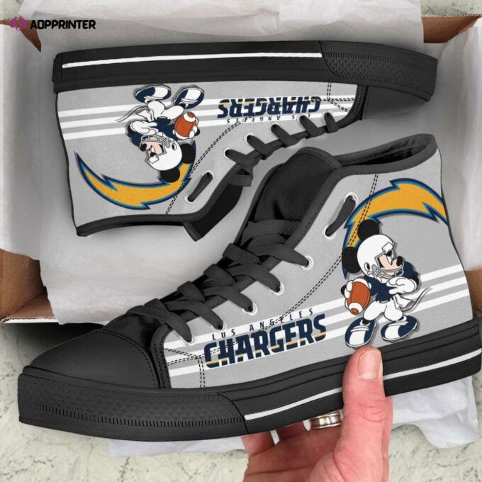 Los Angeles Chargers High Top Shoes Custom Mickey For Fans