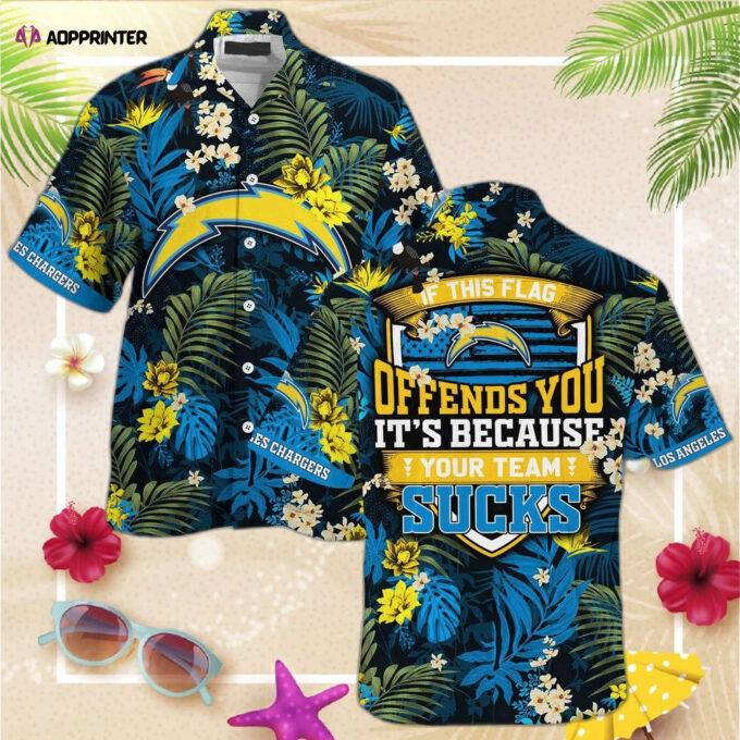 Los Angeles Chargers NFL Summer Hawaiian Shirt    With Tropical Patterns