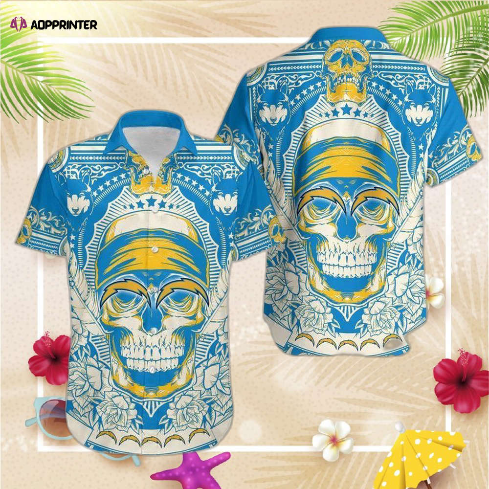 Los Angeles Chargers Skull NFL Gift For Fan Hawaii Shirt and Shorts Los Angeles Chargers Skull NFL Gift For Fan Hawaii Shirt and Shorts