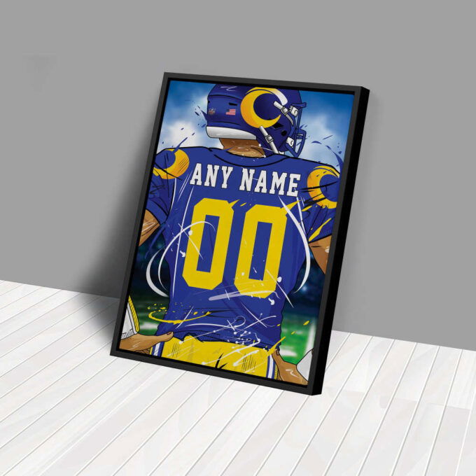 Los Angeles Rams Jersey NFL Personalized Jersey Custom Name and Number Canvas Wall Art  Print Home Decor Framed Poster Man Cave Gift