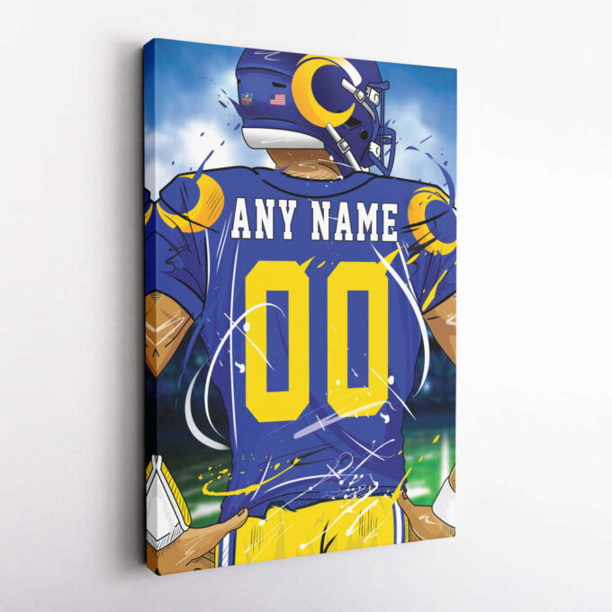 Los Angeles Rams Jersey NFL Personalized Jersey Custom Name and Number Canvas Wall Art  Print Home Decor Framed Poster Man Cave Gift