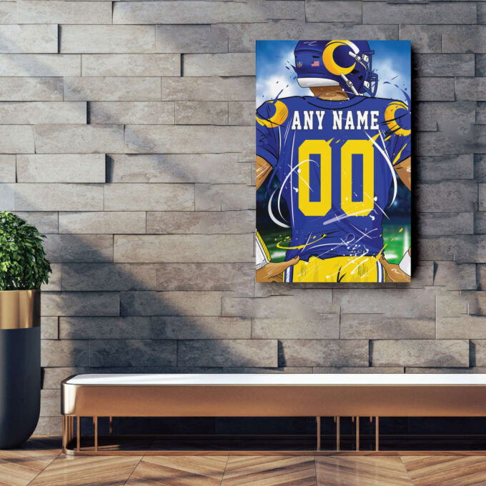 Los Angeles Rams Jersey NFL Personalized Jersey Custom Name and Number Canvas Wall Art  Print Home Decor Framed Poster Man Cave Gift