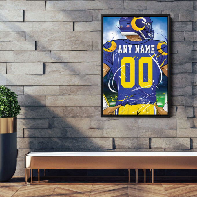 Los Angeles Rams Jersey NFL Personalized Jersey Custom Name and Number Canvas Wall Art  Print Home Decor Framed Poster Man Cave Gift