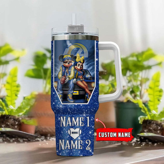 Los Angeles Rams NFL Mickey And Minnie Couple 40oz Stanley Tumbler Custom Name