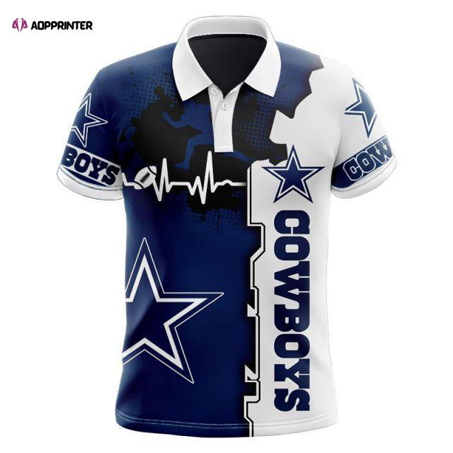 Love Dallas Cowboys Heating Curve 3D Polo Shirt Love Dallas Cowboys Heating Curve 3D Polo Shirt