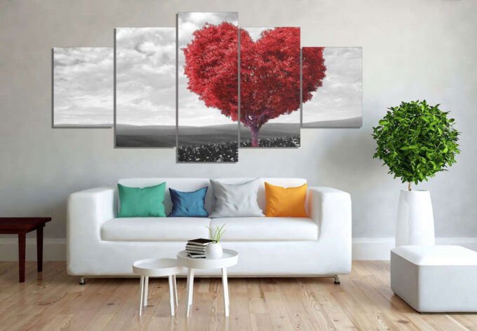 Love Tree Heart  Red Tree Premium Design Canvas Unique Design Wall Art Print Hand Made Ready to Hang Custom Design