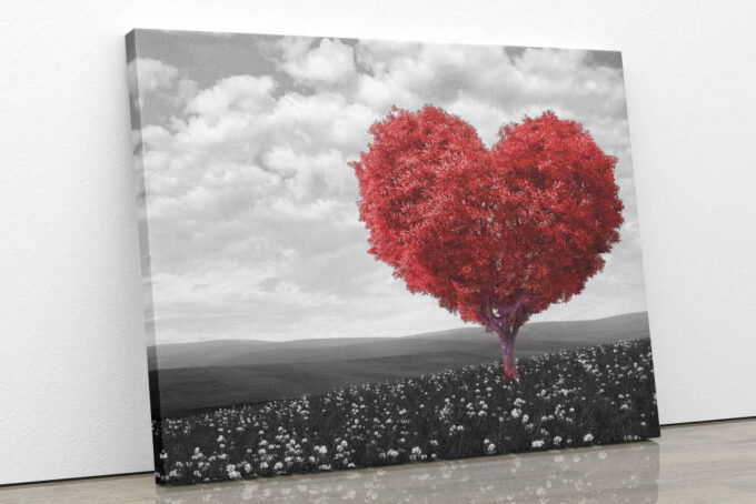 Love Tree Heart  Red Tree Premium Design Canvas Unique Design Wall Art Print Hand Made Ready to Hang Custom Design