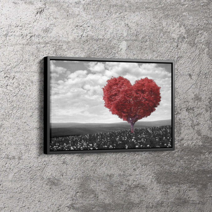 Love Tree Heart  Red Tree Premium Design Canvas Unique Design Wall Art Print Hand Made Ready to Hang Custom Design