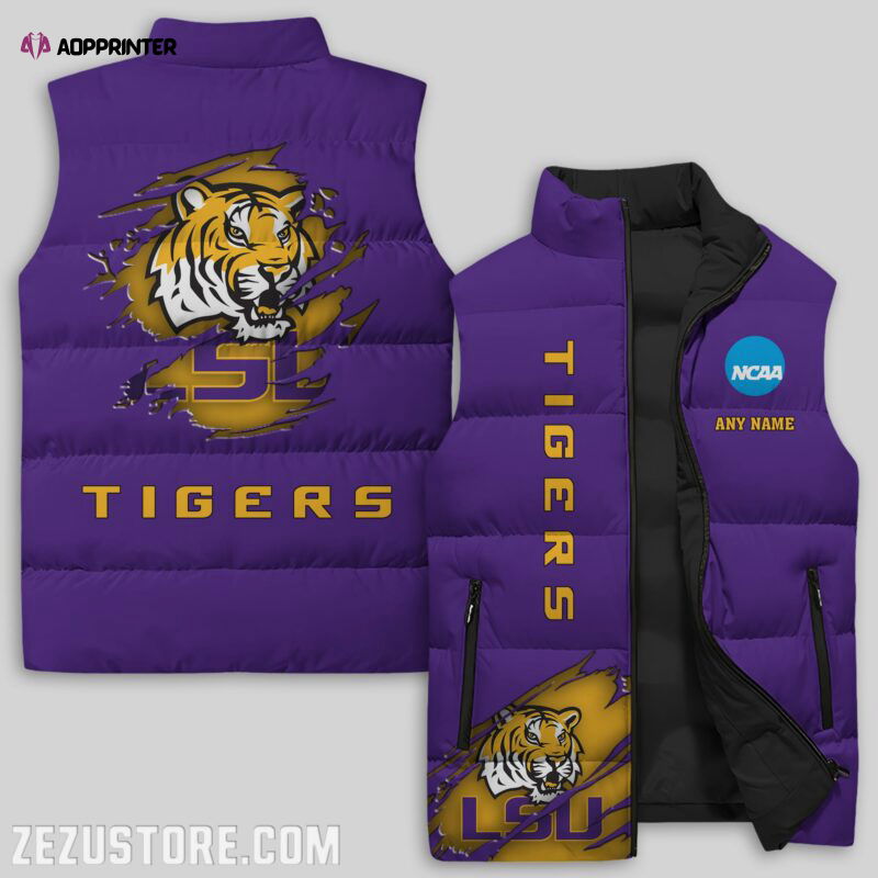 LSU Tigers NCAA Sleeveless Puffer Jacket Custom For Fans Gifts LSU Tigers NCAA Sleeveless Puffer Jacket Custom For Fans Gifts