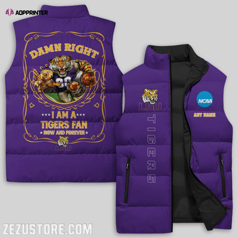 LSU Tigers NCAA Sleeveless Puffer Jacket Custom For Fans Gifts LSU Tigers NCAA Sleeveless Puffer Jacket Custom For Fans Gifts