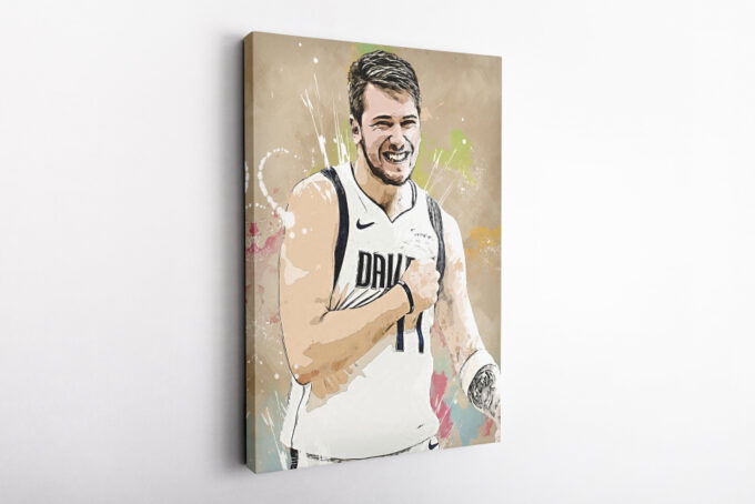 Luka Doncic Basketball Effect Mavericks White Jersey Canvas Unique Design Wall Art Print Hand Made Ready to Hang Custom Design