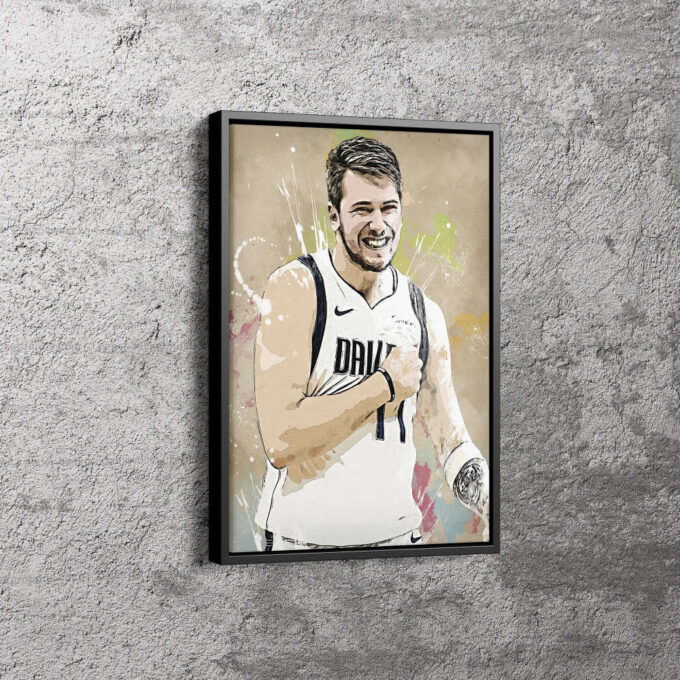 Luka Doncic Basketball Effect Mavericks White Jersey Canvas Unique Design Wall Art Print Hand Made Ready to Hang Custom Design