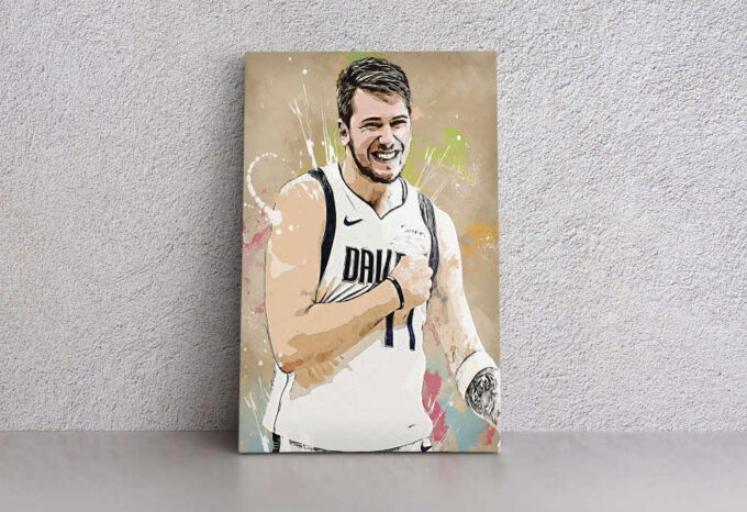 Luka Doncic Basketball Effect Mavericks White Jersey Canvas Unique Design Wall Art Print Hand Made Ready to Hang Custom Design