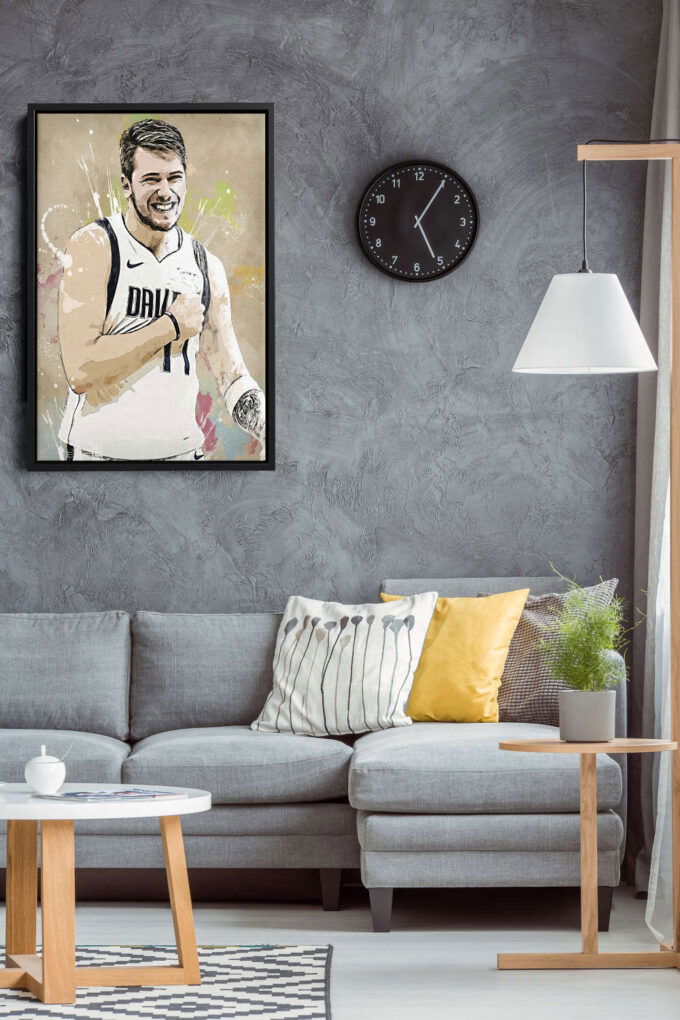 Luka Doncic Basketball Effect Mavericks White Jersey Canvas Unique Design Wall Art Print Hand Made Ready to Hang Custom Design