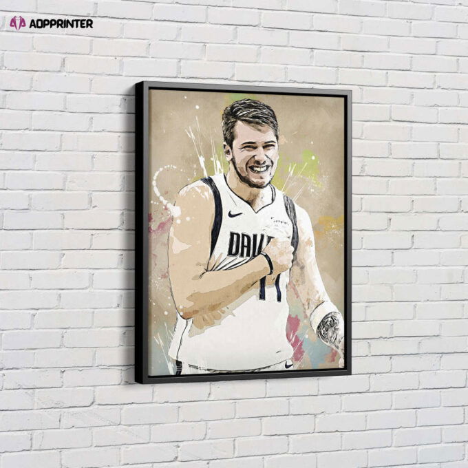 Luka Doncic Basketball Effect Mavericks White Jersey Canvas Unique Design Wall Art Print Hand Made Ready to Hang Custom Design