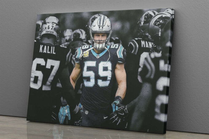 Luke Kuechly Art Highlighted Poster Carolina Panthers Canvas Unique Design Wall Art Print Hand Made Ready to Hang Custom Design