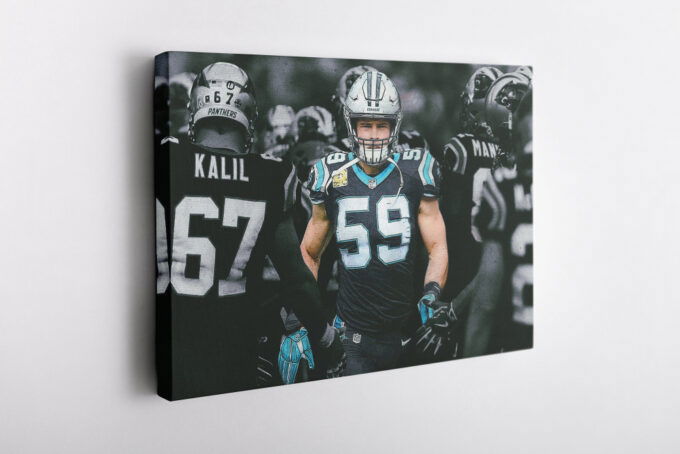 Luke Kuechly Art Highlighted Poster Carolina Panthers Canvas Unique Design Wall Art Print Hand Made Ready to Hang Custom Design