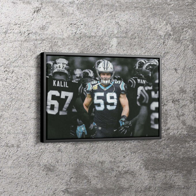Luke Kuechly Art Highlighted Poster Carolina Panthers Canvas Unique Design Wall Art Print Hand Made Ready to Hang Custom Design