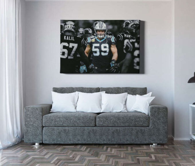 Luke Kuechly Art Highlighted Poster Carolina Panthers Canvas Unique Design Wall Art Print Hand Made Ready to Hang Custom Design