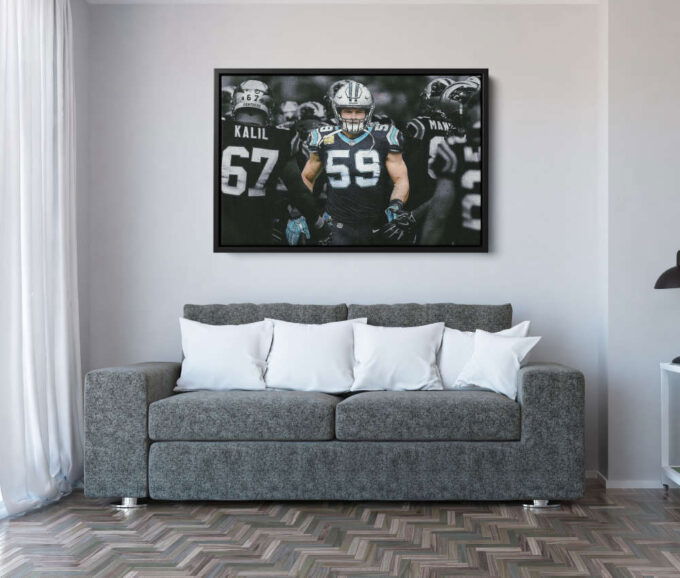Luke Kuechly Art Highlighted Poster Carolina Panthers Canvas Unique Design Wall Art Print Hand Made Ready to Hang Custom Design