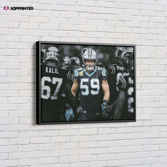 Luke Kuechly Art Highlighted Poster Carolina Panthers Canvas Unique Design Wall Art Print Hand Made Ready to Hang Custom Design