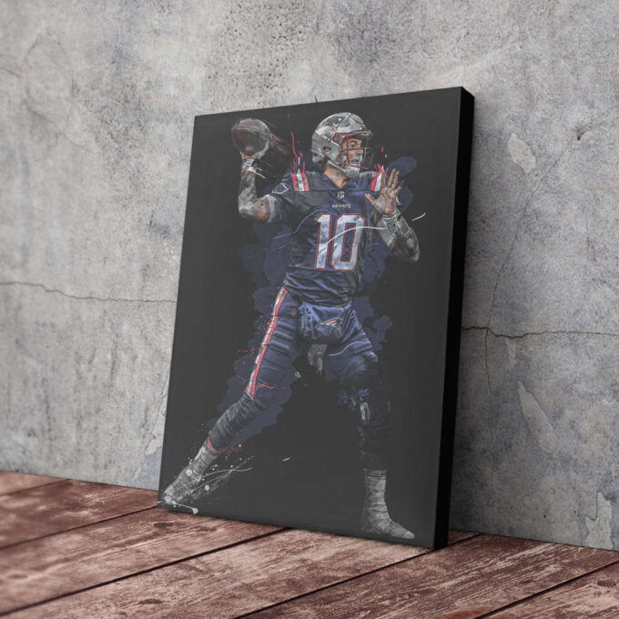 Mac Jones Art New England Patriots NFL Wall Art Home Decor Hand Made Poster Canvas Print
