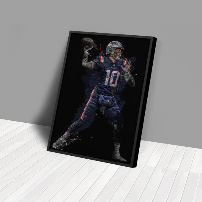 Mac Jones Art New England Patriots NFL Wall Art Home Decor Hand Made Poster Canvas Print