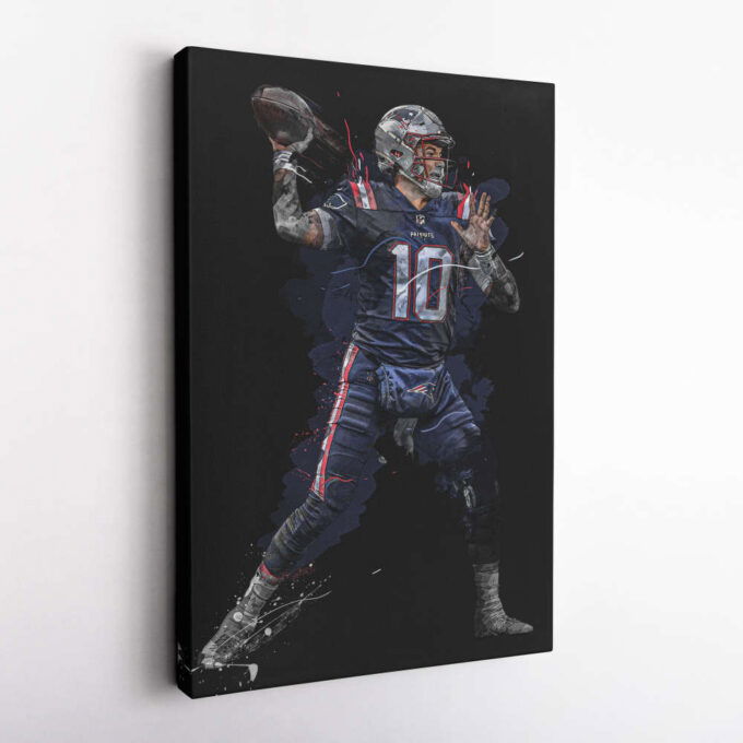Mac Jones Art New England Patriots NFL Wall Art Home Decor Hand Made Poster Canvas Print