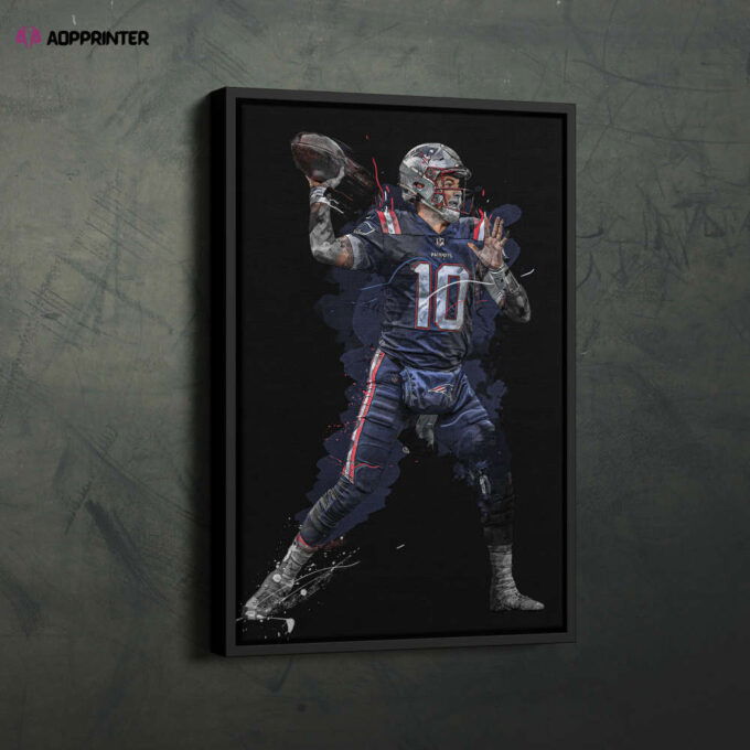 Mac Jones Art New England Patriots NFL Wall Art Home Decor Hand Made Poster Canvas Print