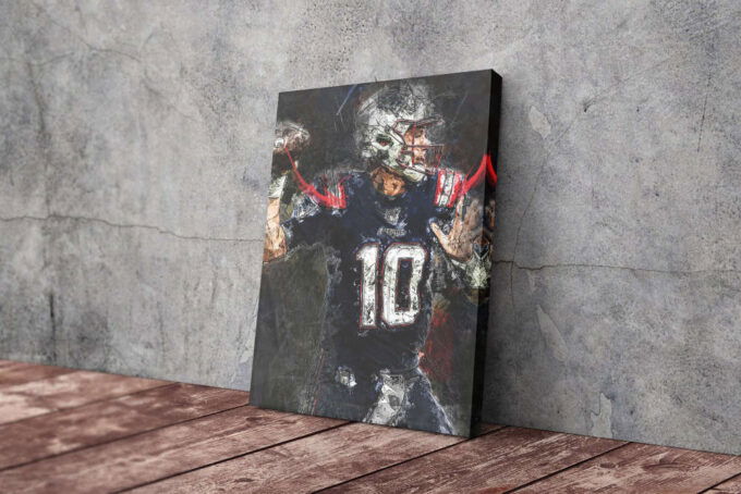 Mac Jones Poster Painting New England Patriots NFL Canvas Unique Design Wall Art Print Hand Made Ready to Hang Custom Design