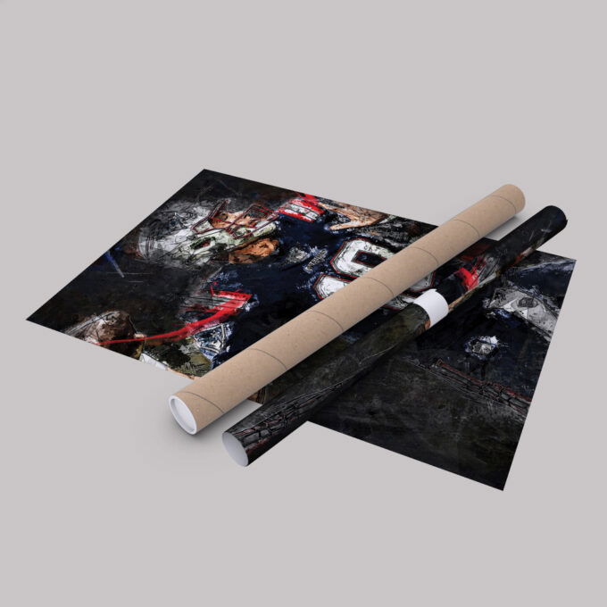 Mac Jones Poster Painting New England Patriots NFL Canvas Unique Design Wall Art Print Hand Made Ready to Hang Custom Design