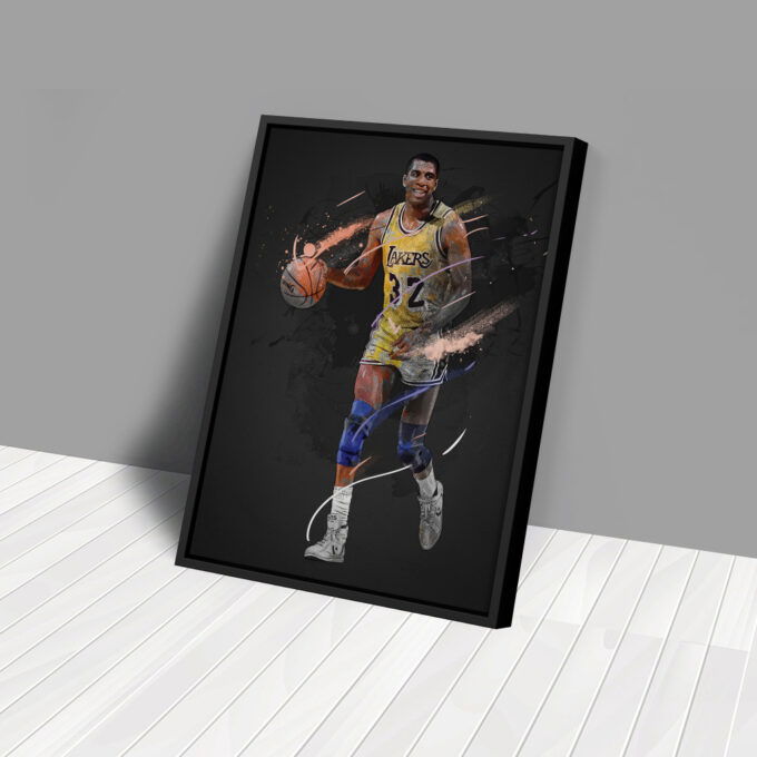 Magic Johnson Art Los Angeles Lakers NBA Wall Art Home Decor Hand Made Poster Canvas Print