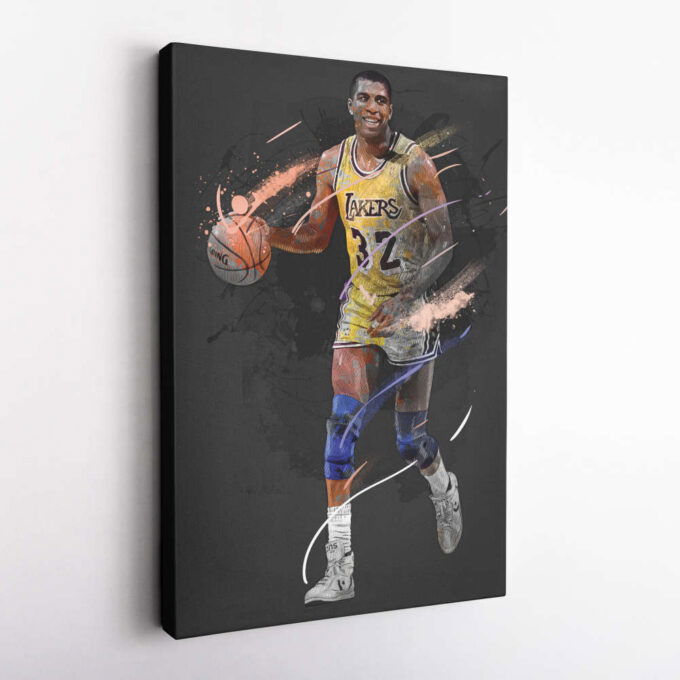 Magic Johnson Art Los Angeles Lakers NBA Wall Art Home Decor Hand Made Poster Canvas Print