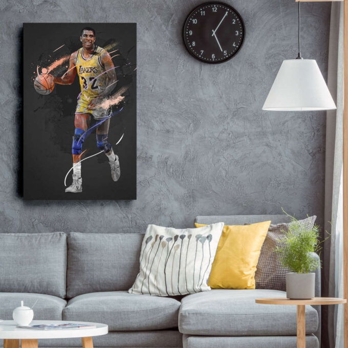 Magic Johnson Art Los Angeles Lakers NBA Wall Art Home Decor Hand Made Poster Canvas Print
