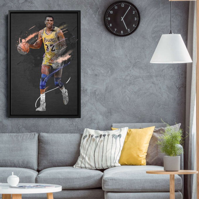 Magic Johnson Art Los Angeles Lakers NBA Wall Art Home Decor Hand Made Poster Canvas Print