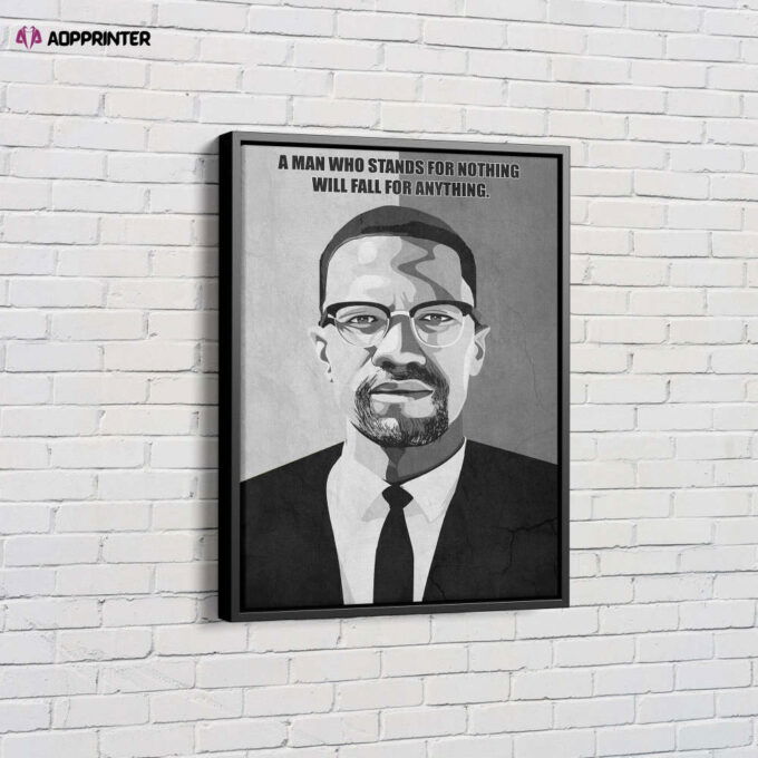 Malcolm X Quote Poster Black and White Canvas Unique Design Wall Art Print Hand Made Ready to Hang Custom Design