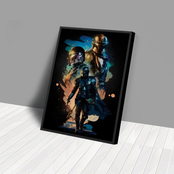 Mandalorian Poster Star Wars Art Canvas Wall Art Print Home Decor Framed Poster Gift for Kids