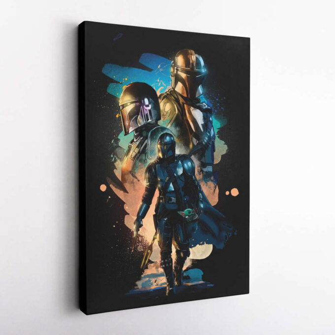 Mandalorian Poster Star Wars Art Canvas Wall Art Print Home Decor Framed Poster Gift for Kids