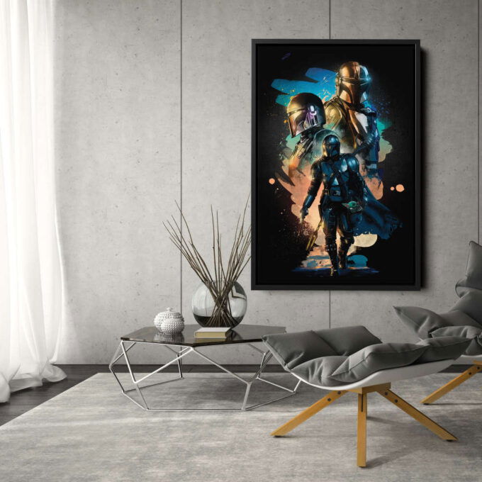 Mandalorian Poster Star Wars Art Canvas Wall Art Print Home Decor Framed Poster Gift for Kids