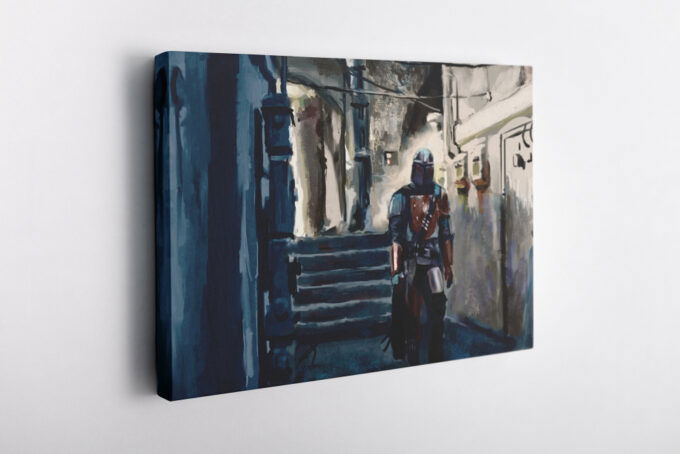 Mandalorian Star Wars Drawing Canvas Unique Design Wall Art Print Hand Made Ready to Hang Custom Design