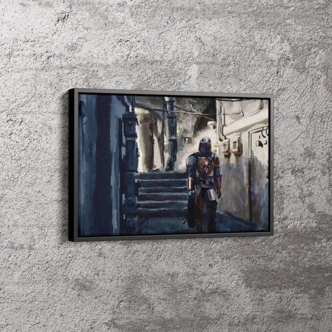 Mandalorian Star Wars Drawing Canvas Unique Design Wall Art Print Hand Made Ready to Hang Custom Design