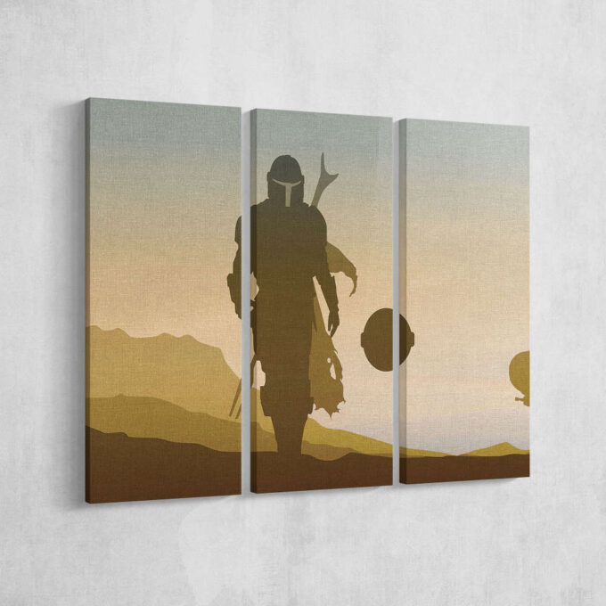 Mandalorian Star Wars Minimalist Space Canvas Unique Design Wall Art Print Hand Made Ready to Hang Custom Design