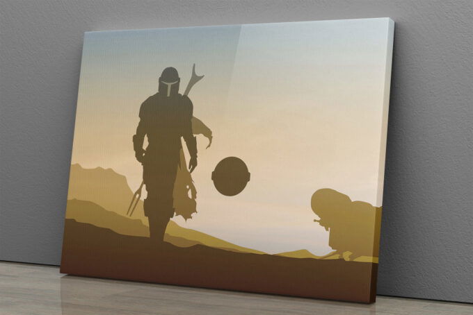 Mandalorian Star Wars Minimalist Space Canvas Unique Design Wall Art Print Hand Made Ready to Hang Custom Design