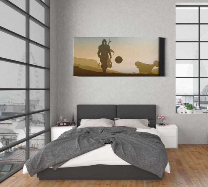 Mandalorian Star Wars Minimalist Space Canvas Unique Design Wall Art Print Hand Made Ready to Hang Custom Design