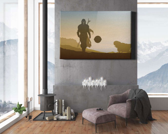 Mandalorian Star Wars Minimalist Space Canvas Unique Design Wall Art Print Hand Made Ready to Hang Custom Design