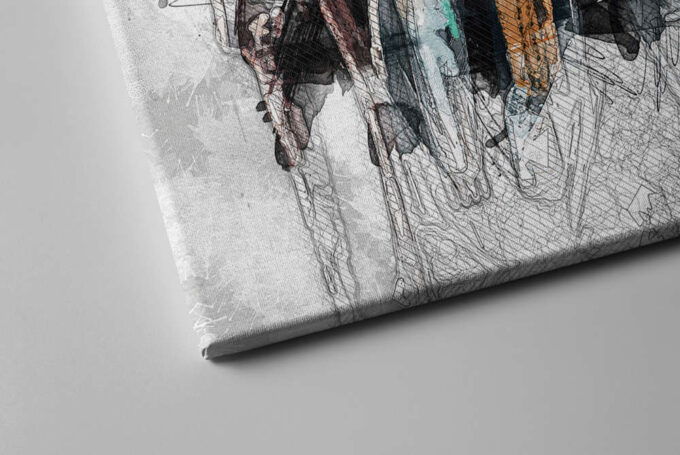 Mandalorian with Baby Yoda Art Effect Star Wars Canvas Unique Design Wall Art Print Hand Made Ready to Hang Custom Design