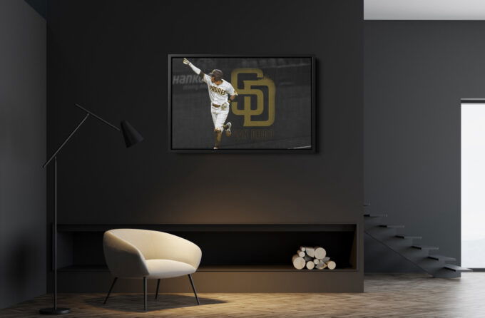 Manny Machado Celebration Poster San Diego Padres Baseball Canvas Unique Design Wall Art Print Hand Made Ready to Hang Custom Design