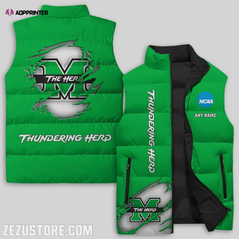 Marshall Thundering Herd NCAA Sleeveless Puffer Jacket Custom For Fans Gifts Marshall Thundering Herd NCAA Sleeveless Puffer Jacket Custom For Fans Gifts