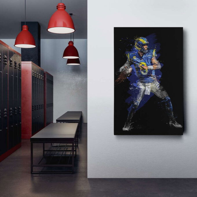 Matthew Stafford Art Los Angeles Rams NFL Wall Art Home Decor Hand Made Poster Canvas Print